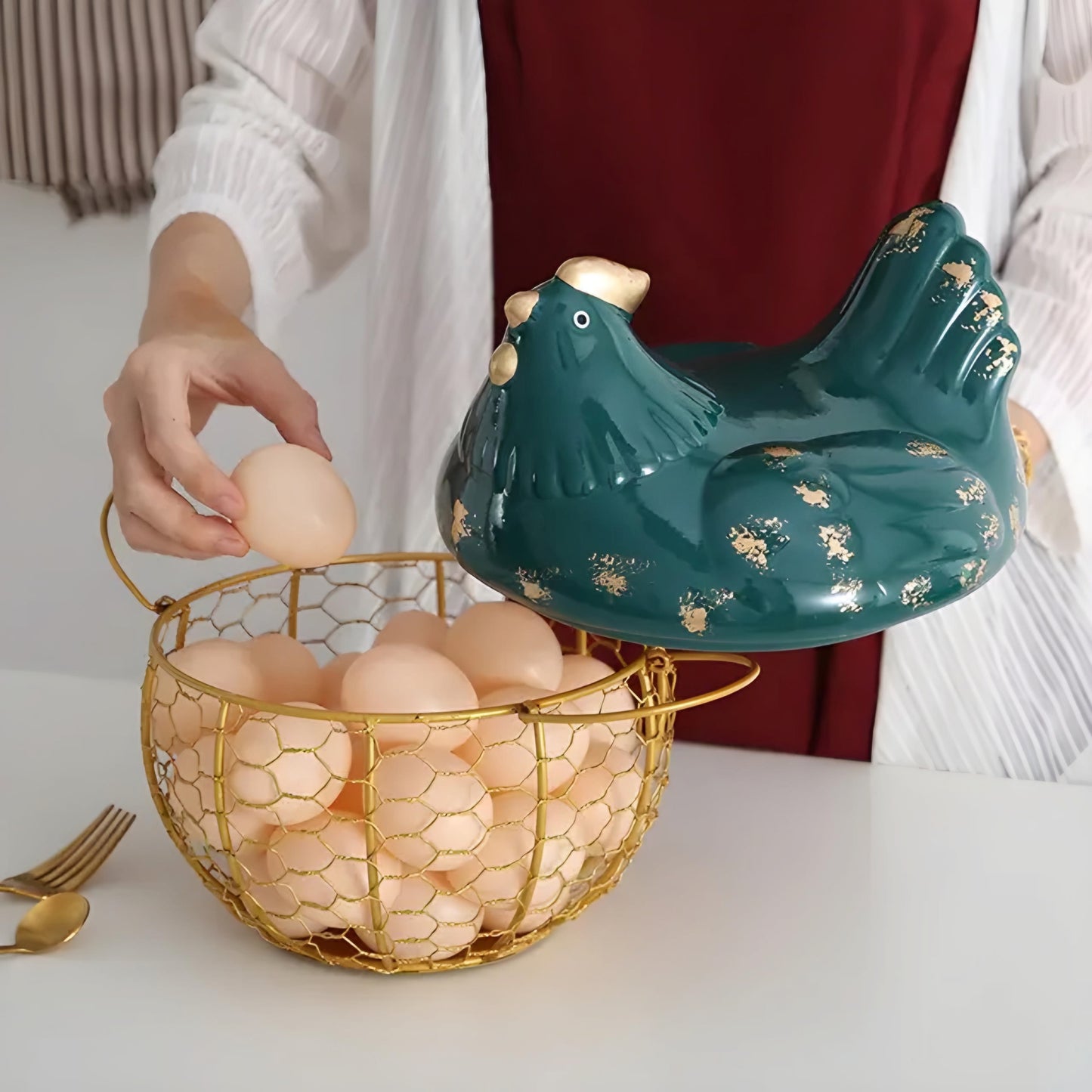 Ceramic Chicken Egg Storage Basket