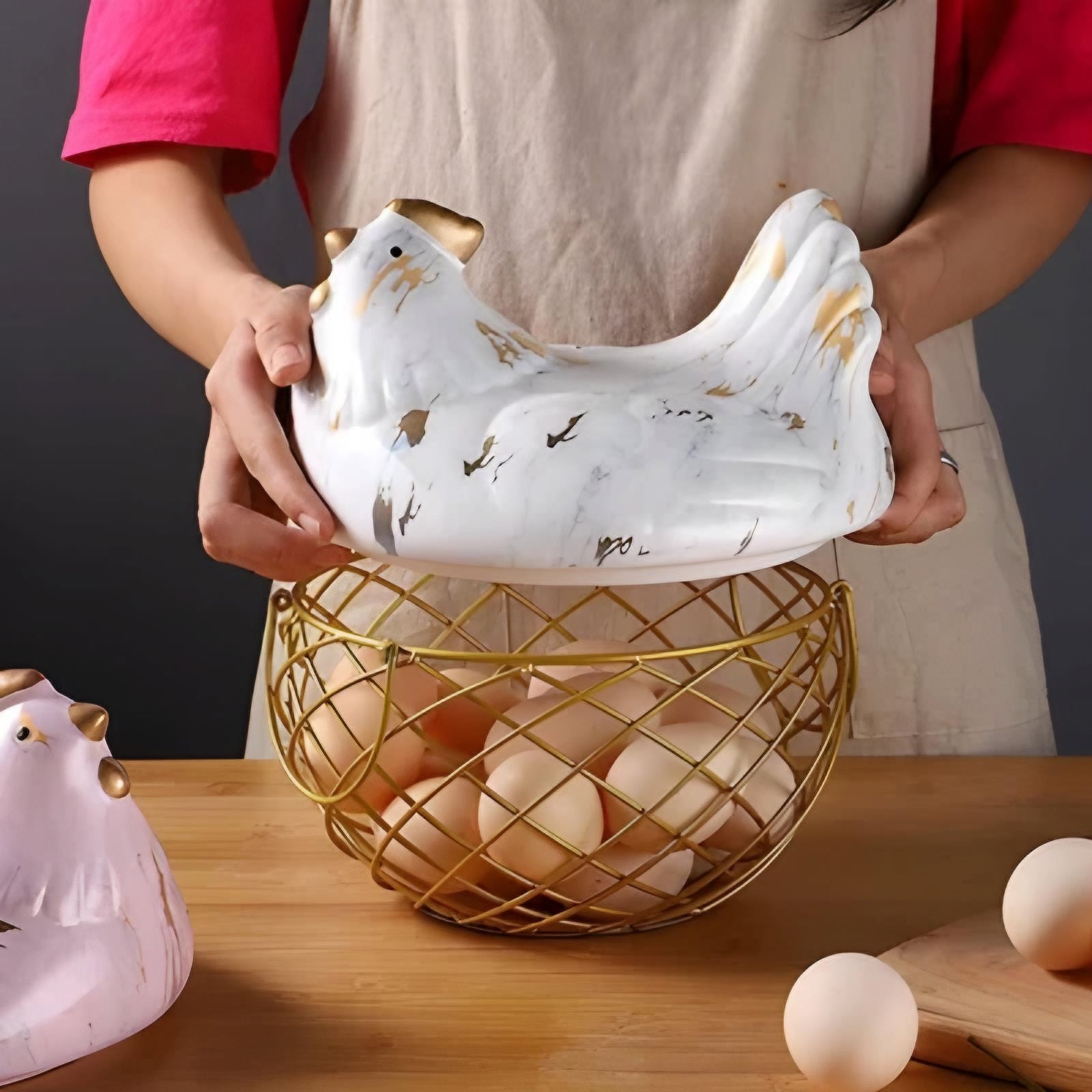 Ceramic Chicken Egg Storage Basket