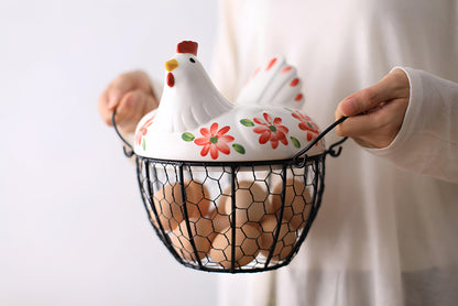 Ceramic Chicken Egg Storage Basket