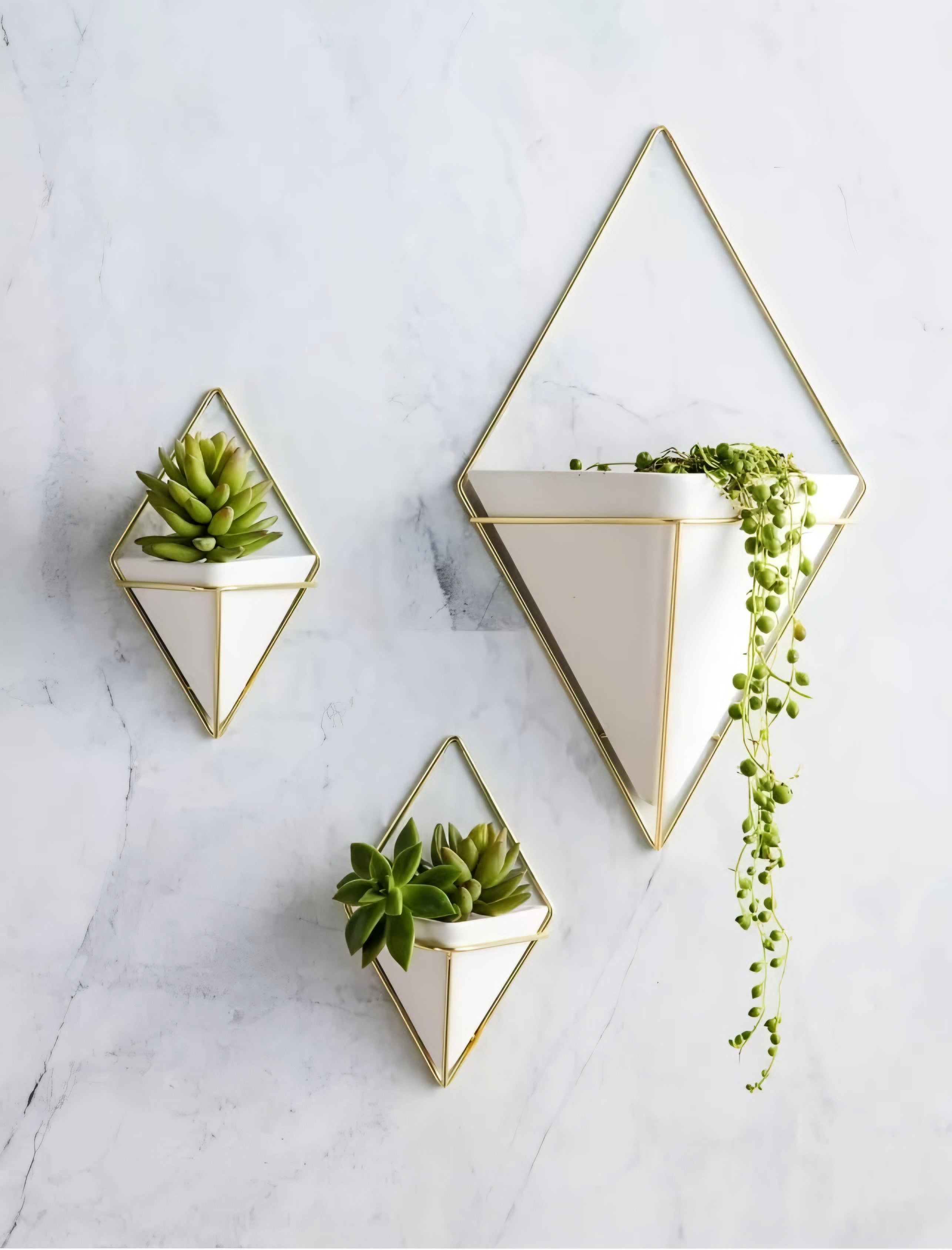 Geometric Gold Wall Hanging Planter Vase