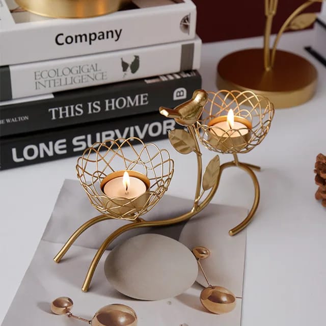  Golden Bird Candle Holder