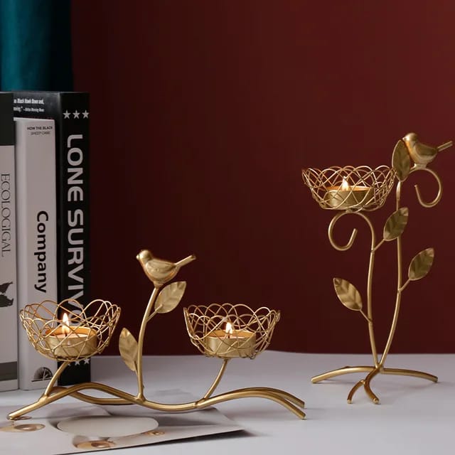 Decorative Golden Bird Candle Holder