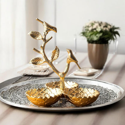 Love Birds Metal Leaf Serving Bowl 