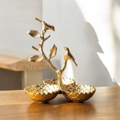 Love Birds Metal Leaf Serving Bowl 