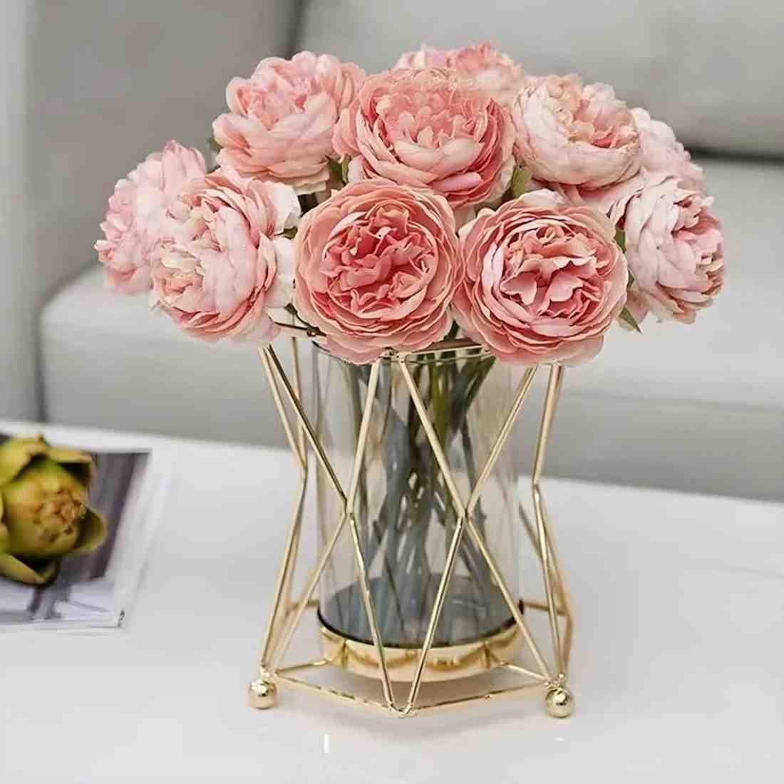 Metallic Rose Gold Flower Vase 