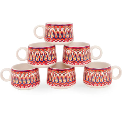 Handcrafted Jaipuri Design Tea and Coffee Mugs (Set of 6)