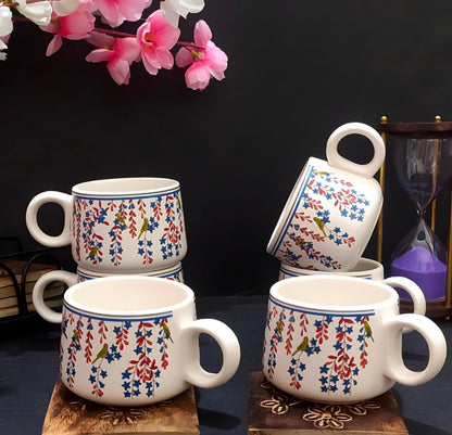 Handcrafted Jaipuri Design Ceramic Mugs (Set of 6)