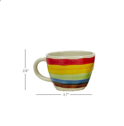 Ceramic Cup Plate Set Rainbow Design